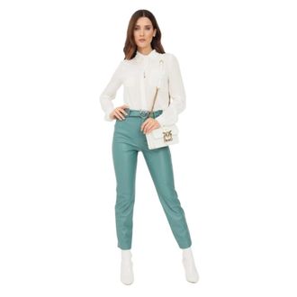 Pinko Pinko, Dames, Broeken, Groen, Maat: L Leer