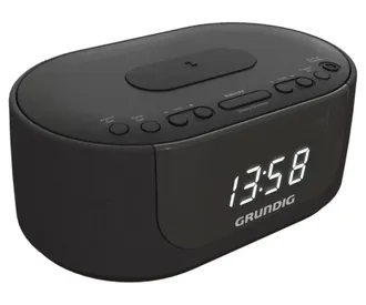 Grundig Scc400, Radio Despertador Fm Cargador Inducci&oacute;n, Doble Alarma, Brillo Ajustable, Pantalla Blanco, Funci&oacute;n Bt, Puerto Usb Cargador, Negro, Para La Mesi