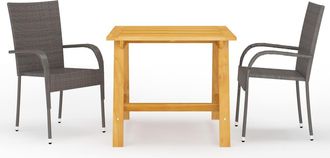 vidaXL Juego De Comedor Para Jard&iacute;n 3 Piezas Marr&oacute;n Vidaxl