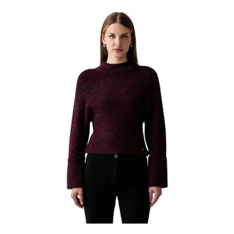 DKNY Mock-neck Pullover - Dames - Coltruien - Rood - M - Leer - Truien & Vesten