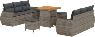 vidaXL Conjunto De Sof&aacute; De Jard&iacute;n 9 Pcs Gris Rat&aacute;n Sint&eacute;tico Vidaxl