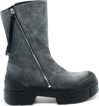 Vic Mati&eacute; Casual su&egrave;de enkellaars met rits - Dames - Enkellaarsjes - Grijs - 36 EU - Su&egrave;de - Schoenen