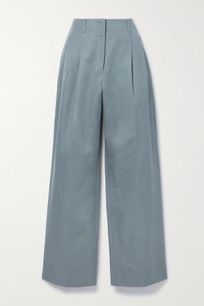 The Row Pantaloni A Gamba Larga In Misto Cotone E Rami&egrave; Gaugin - Blu