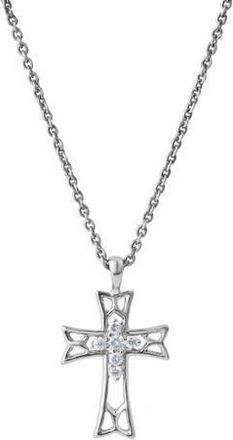 LuvMyJewelry Tranquila 10K Gold Diamond Cross Pendant - 0.05 CT in 10K White Gold at Nordstrom