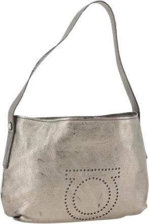 Ferragamo Pre-owned Schoudertas - Dames - Vintage Schoudertas - Grijs - ONE Size - Leer - Vintage