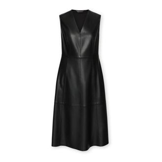 Elena Miro A-lijn jurk in gecoate stof - Dames - Casual kleedjes - Zwart - M - Polyester - Kleedjes