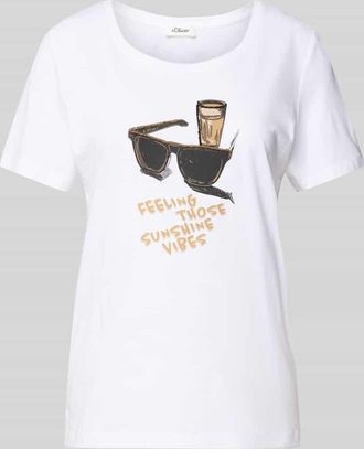 s.Oliver Red Label Regular Fit T-Shirt aus reiner Baumwolle in Weiss, Gr&ouml;&szlig;e 34