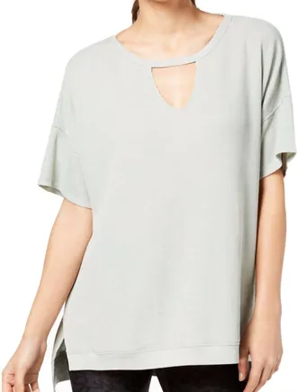 Calvin Klein Womens Performance Keyhole Top In Silver Jade