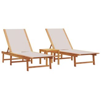 vidaXL Vidaxl - Lettini Prendisole 2 Pz E Tavolo Grigio Legno Acacia/textilene
