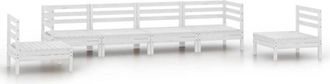 vidaXL 6 Piece Garden Lounge Set White Solid Pinewood Vidaxl