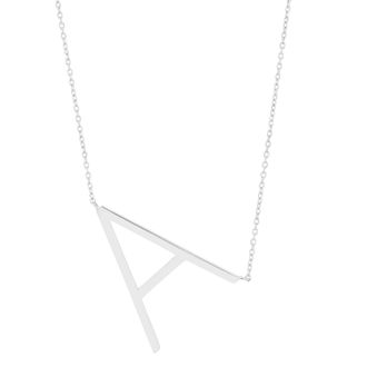 MAX + STONE Solid 10K Yellow or White Gold Initial Pendant Necklace 16-18 inch Cable Chain