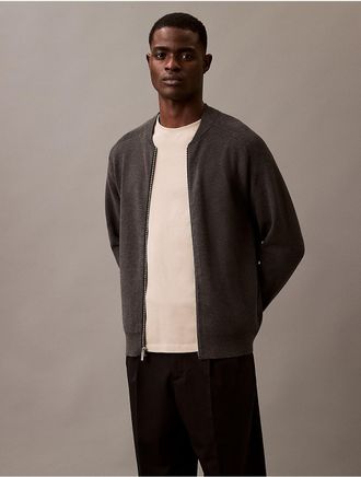 Calvin Klein Mens Tech Knit Bomber Jacket - Grey - 2XL