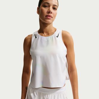 Nike Womens AeroSwift Dri-FIT ADV Cropped Running Tank Top in White | IF3647-101
