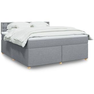 vidaXL Vidaxl - Cama Box Spring Con Colch&oacute;n Tela Gris Claro 180x200 Cm