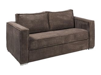 Vente-Unique Sof&aacute; cama de 4 plazas expr&eacute;s de pana marr&oacute;n con asiento viscoel&aacute;stico - Cama 160 cm - Colch&oacute;n 14 cm LORETO