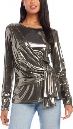 Karen Kane Marlene Drape Front Top In Metallic