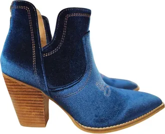 Corkys Footwear Womens Smoke Show Booties In Teal Velvet