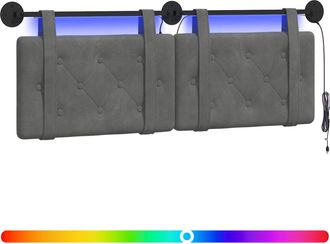 vidaXL Cabecero Colgante Con Luz Led Gris Oscuro Terciopelo Vidaxl