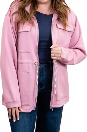 RD Style Soft Knit Zip Up Jacket In Pink
