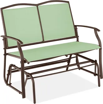 Best Choice Products 2-Person Outdoor Swing Glider, Steel Patio Loveseat, Bench Rocker w/ Armrests