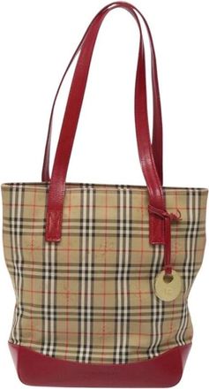 Burberry Pre-owned Tote Bags, female, Red, Size: ONE SIZE Pre-owned Vintage Check Tote Bag