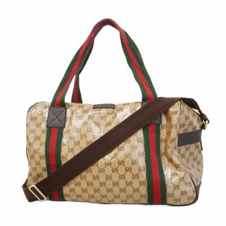 Gucci Brown Coated Canvas Boston Bag (Pre-Owned)