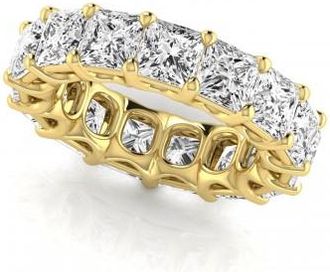 Allurez Princess Cut Lab Grown Diamonds Eternity Ring Wedding Band 18K Yellow Gold (10.57ct)