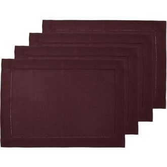 Solino Home Linen Placemats - Classic Hemstitch, 14 x 19 in Burgundy at Nordstrom, Size Medium