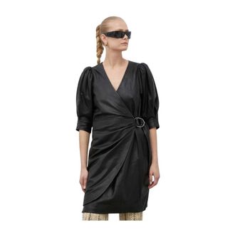 Day Birger Et Mikkelsen Vestido Cruzado de Piel - Dresses - Mujer - Negro - XS