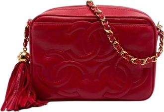 Chanel Pre-owned Lambskin Tassel Crossbody Bag - Dames - Vintage Schoudertas - Rood - ONE Size - Leer - Vintage