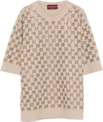 Gucci Beige Logo Crew Neck Sweater