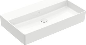 Villeroy & Boch Memento 2.0 wastafel - voor handdoekhouders 80x47cm - zonder overloop zonder kraangat ceramic+ wit