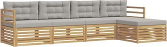 vidaXL Conjunto De Sof&aacute;s De Exterior 5 Uds. Blanco Y Gris Claro Vidaxl
