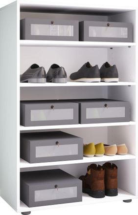 ebuy24 Ebuy24 - Gabinete De Zapato De Madera Vcm Dimensiones: Al. 110 X An. 70 X P. 37 Cm Gabinete Todo Uso 5 Compartimentos Sin Puertas- Lona (blanco)