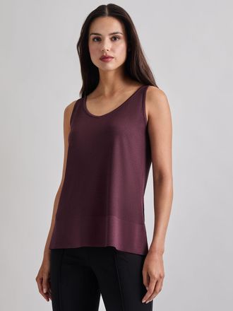 Misook V-Neck Soft Knit Tank Top, Mahogany