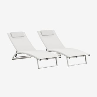 Sklum Pack De 2 Tumbonas Reclinables En Aluminio Con Coj&iacute;n Dulem Sklum