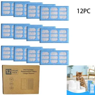 OEM Filtros Para Bebedero Cat Mate De 12 Piezas, Filtros De Carb&oacute;n De Repuesto, Filtro De Repuesto Compatible Con Cat Mate, Azul