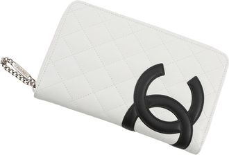 Chanel Black Pink White Leather Long Wallet (Bi-Fold) (Pre-Owned)