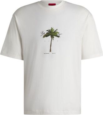 HUGO BOSS Cotton-jersey T-shirt with palm-tree print
