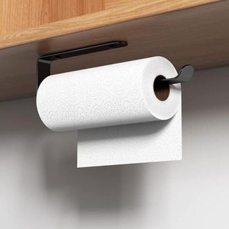 OEM Soporte De Pared Para Toallas De Papel Para Cocina/comedor, Soporte De Aluminio Autoadhesivo, No Requiere Perforaci&oacute;n, Apto Para Ba&ntilde;o (negro) - Crezuo