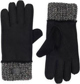 UGG Sheepskin Genuine Shearling & Knit Cuff Gloves in Black at Nordstrom Rack, Size Large/x-Large