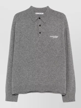 Acne Studios wool polo shirt logo detail collar