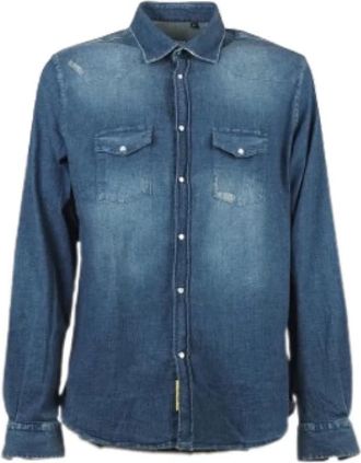 Distretto12 Donkerblauw Denim Shirt Voorzakken - Heren - Spijkeroverhemden - Blauw - M - Denim - Overhemden