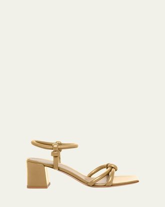 Gianvito Rossi Leather Knot Ankle-Strap Sandals