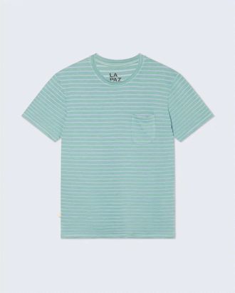 La Paz Mens Guerreiro Pocket T-Shirt In Green/indigo Stripe