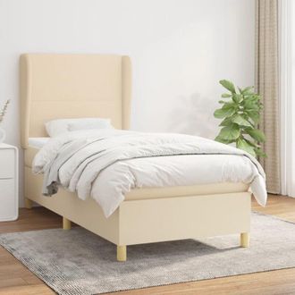 vidaXL Cama Box Spring Con Colch&oacute;n Tela Color Crema 80x200 Cm Vidaxl