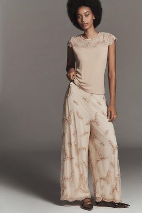 Bl^nk London Ribbed Mesh Short-Sleeve Top