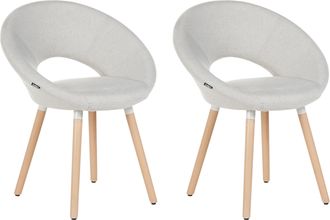 Beliani Beliani - Conjunto De 2 Sillas De Comedor Tapizadas Gris Claro Con Patas De Madera Clara Estilo Ecl&eacute;ctico Moderno Roslyn