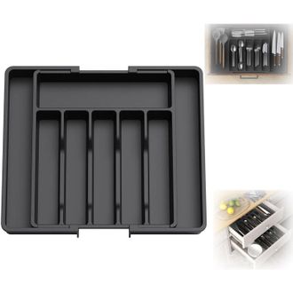 OEM [mai Usato]vassoio Portaposate, Inserto Estensibile Per Posate Da Cassetti, Organizer Regolabile Per Cassetti Da Cucina, Contenitore Compatto In Plast