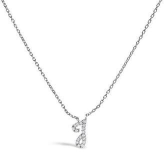 House of Brilliance 10K Gold Diamond Accent A-Z Initial Script Style Pendant Necklace in White | J at Nordstrom